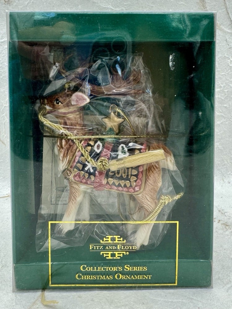 NEW Fitz & Floyd CHRISTMAS LODGE Reindeer 2001 Limited Ed Ornament Sealed Boxed
