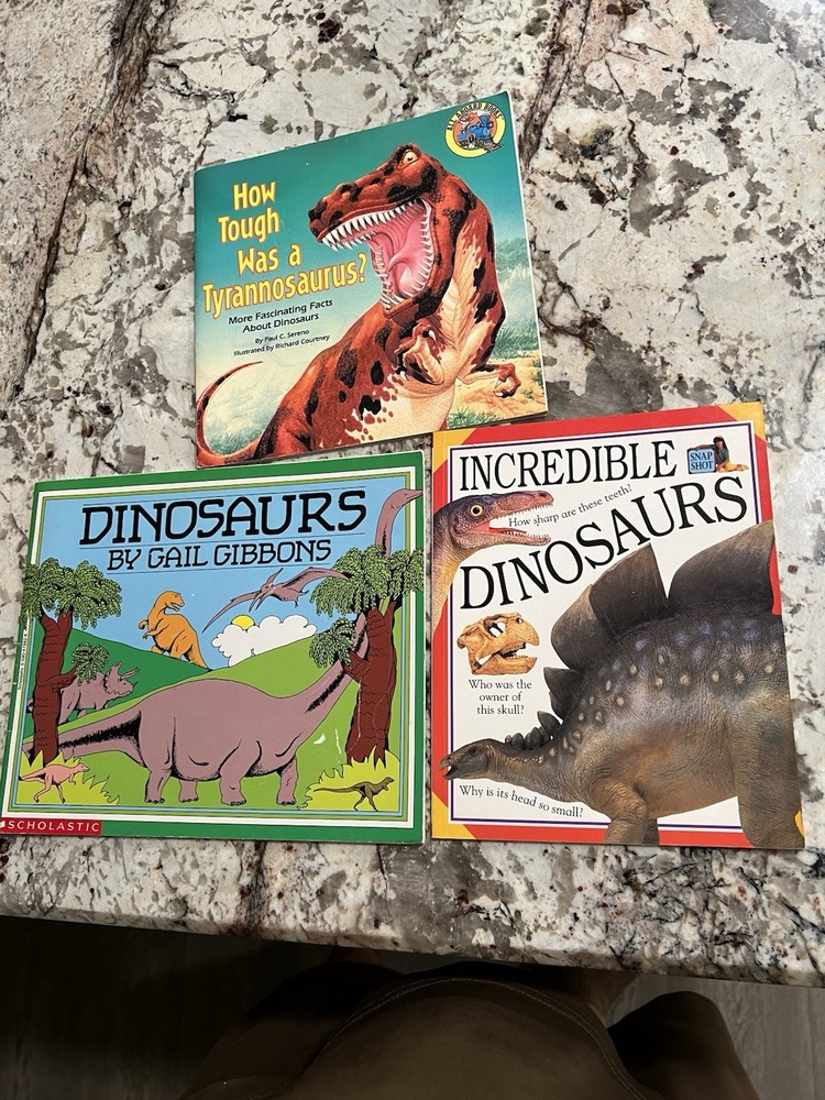 Lot of 3 Children’s Dinosaur Books – Kids Learning Fun w/ Bright Pictures