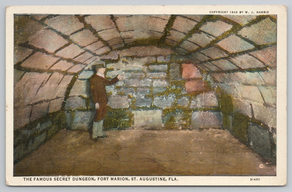 Famous Secret Dungeon Fort Marion St. Augustine Florida FL Postcard WB