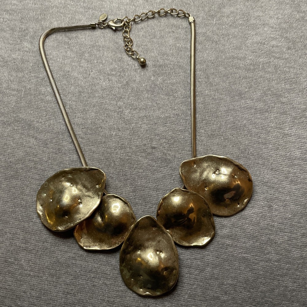 Chico's Vintage Medallion Disc Chunky Gold Tone Boho Abstract Necklace Statement