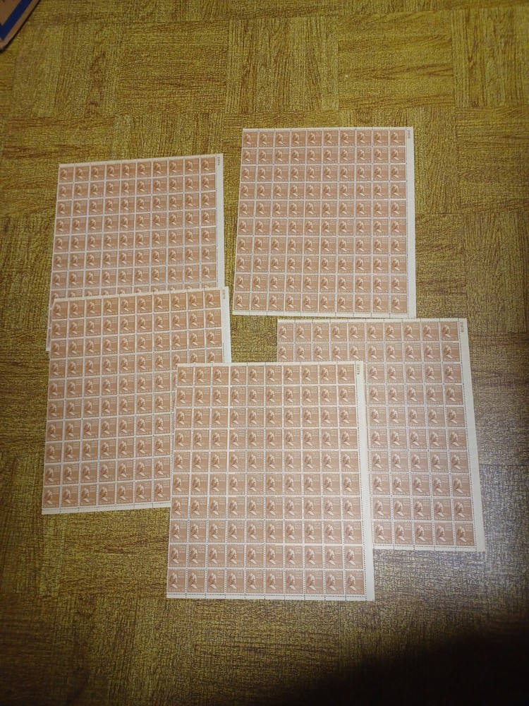 Scott # 805 1.5 cents 5 unused postage stamp sheets Martha Washington