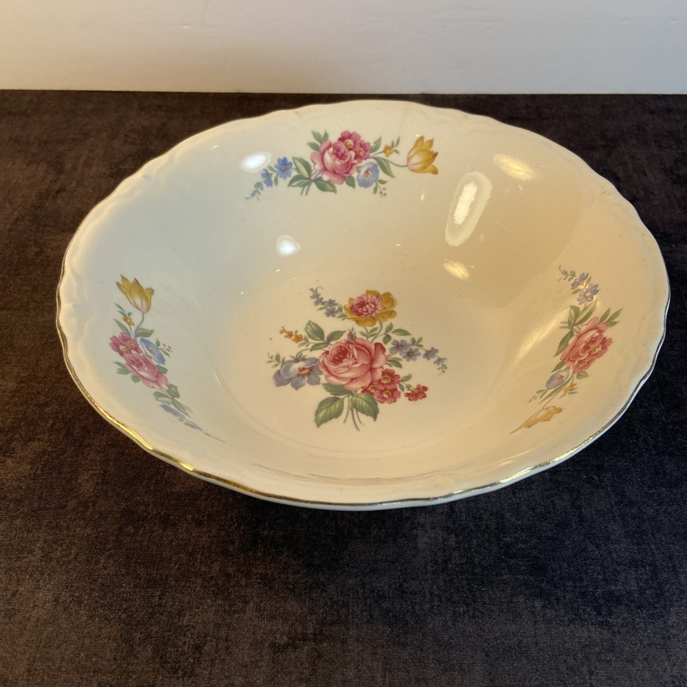 Scio Pottery Pasta /Soup Bowl “Hazel” Pattern, 8 1/4” x 2 1/2”, Vintage 1940’s