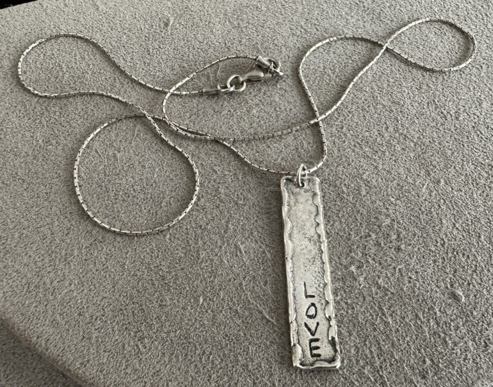 Vintage Sterling Silver Love Pendant Necklace Didae Israel 18