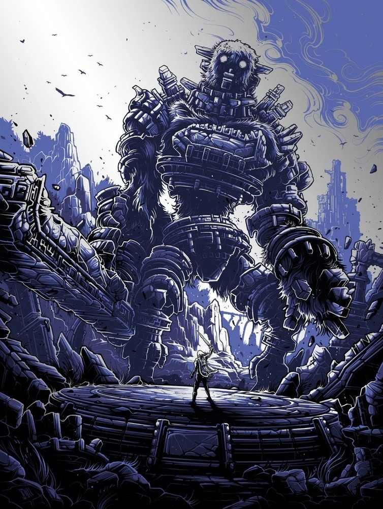 Shadow of the Colossus (Variant) Dan Mumford x/50 Screen Print Video Game Poster4-color Screenprint on Foil Paper, Signed and Numbered