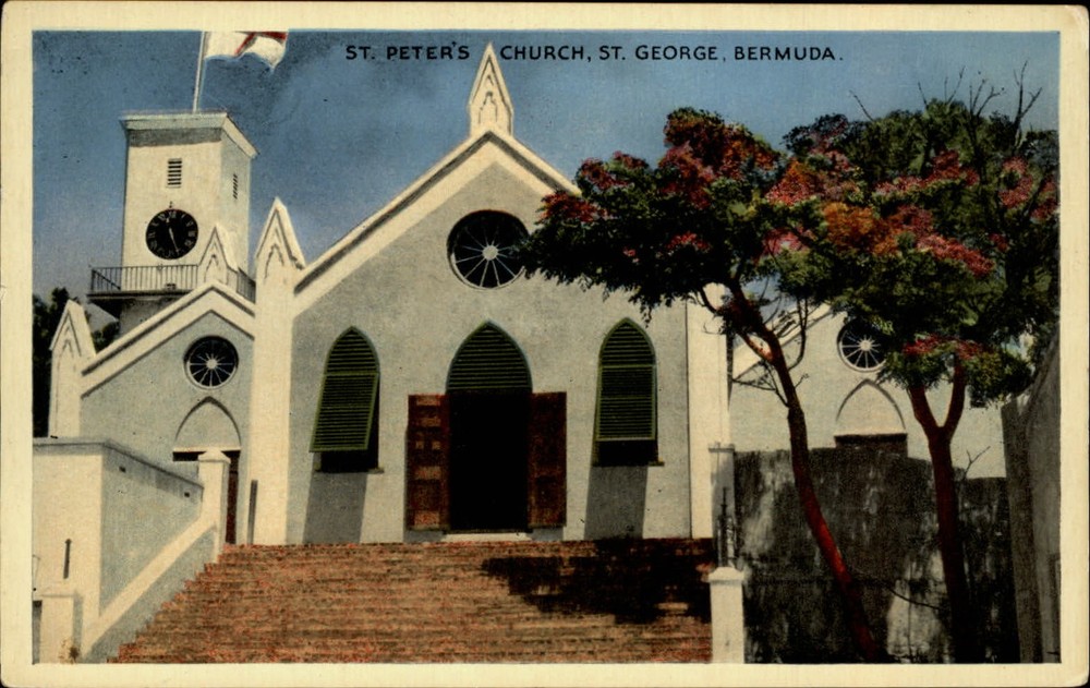 St Peters Church St George Bermuda vintage postcard s445