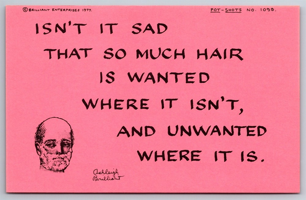Pot Shots Humor Postcard Ashleigh Brilliant #1099 Isn't It Sad That So Much Hair