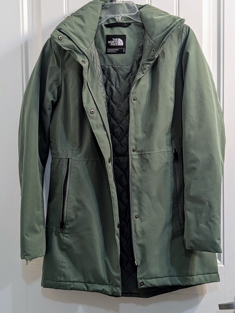 The North Face Womens Ancha Waterproof Hooded Parka in Green Size Small
