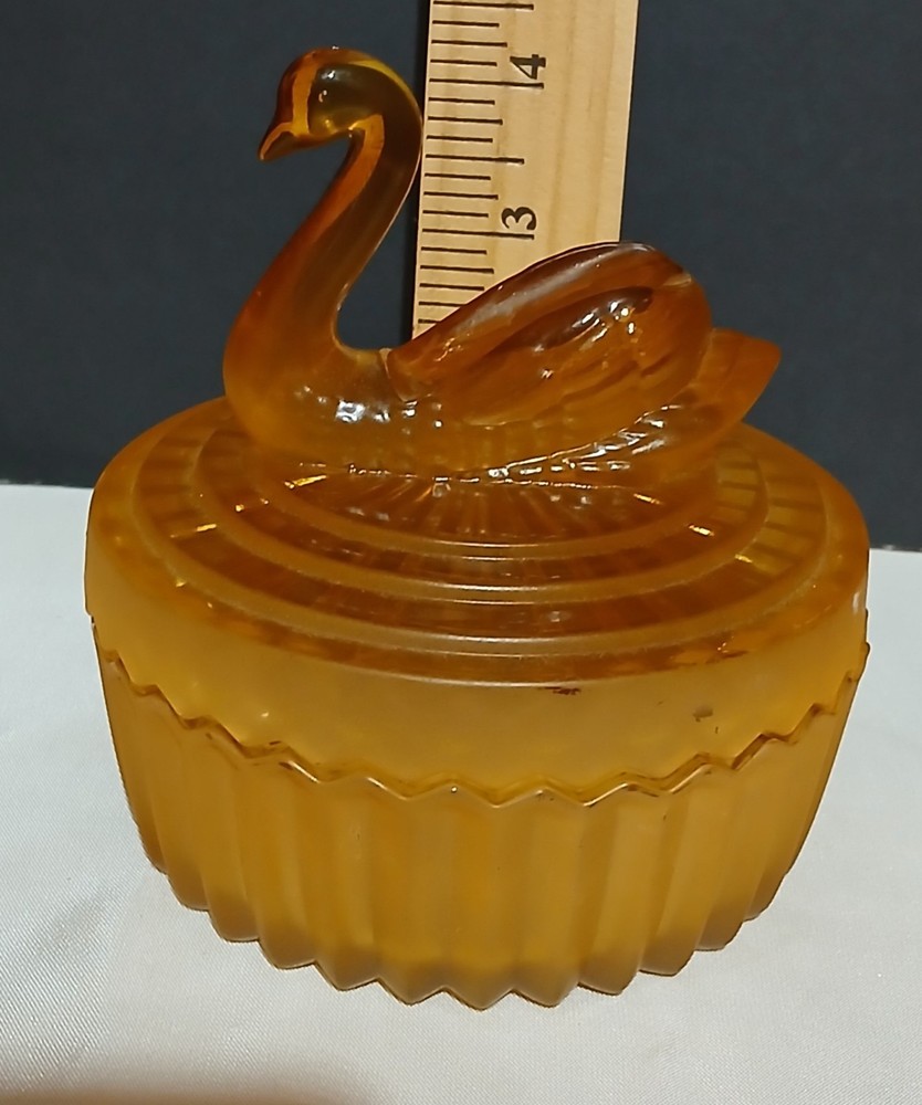 Vintage Orange Glass Swan Dish Candy Trinket Bowl