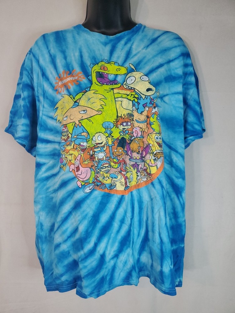 Nickelodeon Rug Rats Sponge Bob Reptar Catdog T-shirt Tie Dye Men's Size Large