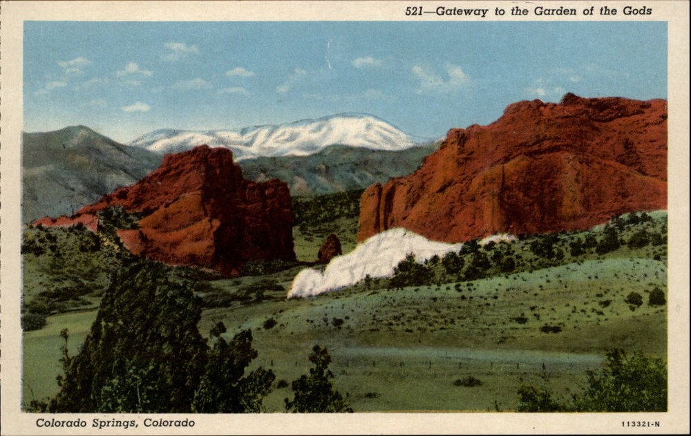 Colorado Springs CO Gateway Garden of Gods ~ vintage postcard