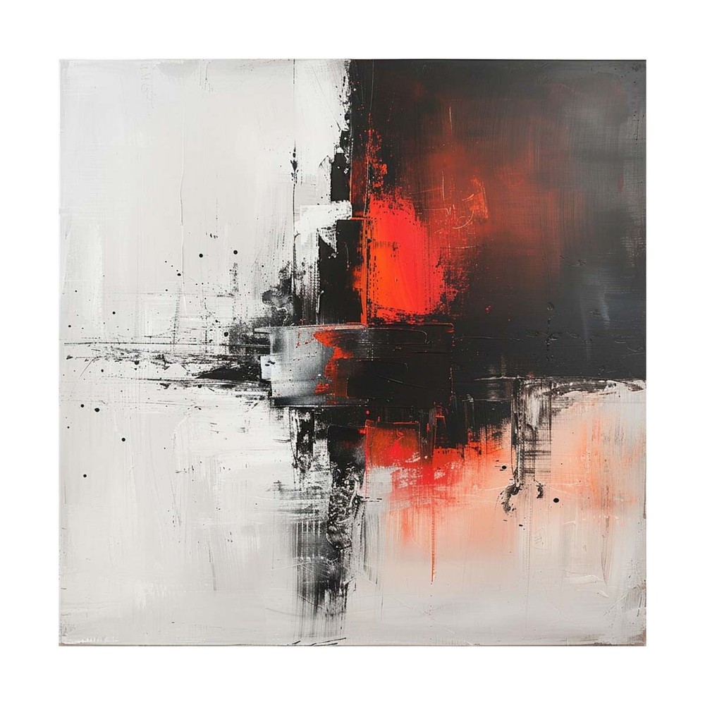 Abstract Oil Painting Thick Textured Hand Painted On Canvas Wall Art Black Red