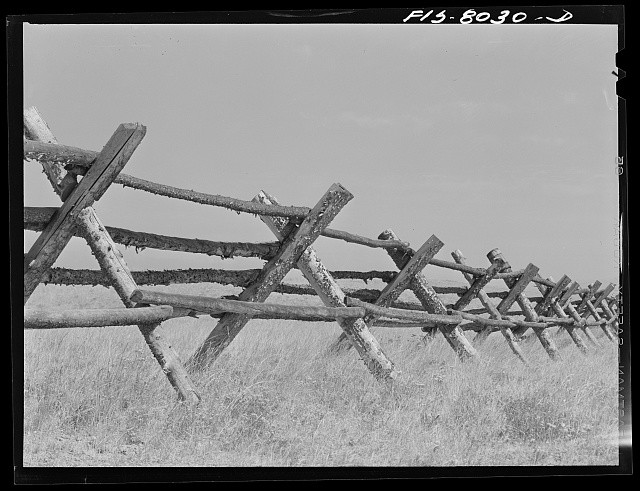 Photo:Big Hole Valley Montana 1942 Fence Cattle Country Split Rail Fence