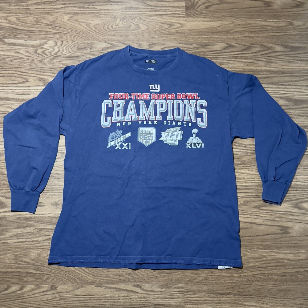 NFL Team New York Football Giants Super Bowl Champions LS T Shirt Size XL