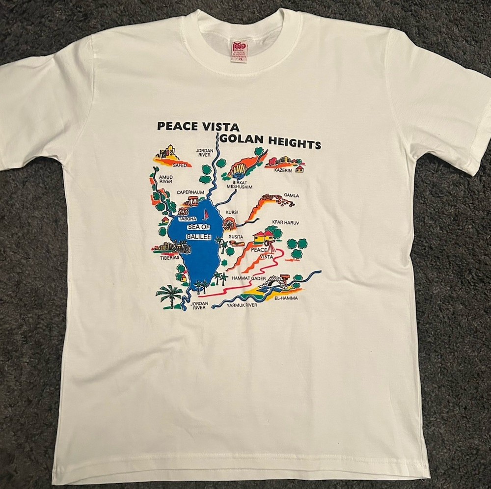 Vintage Golan Heights T Shirt Sz XL Tourist Map Israel 90s fits like medium