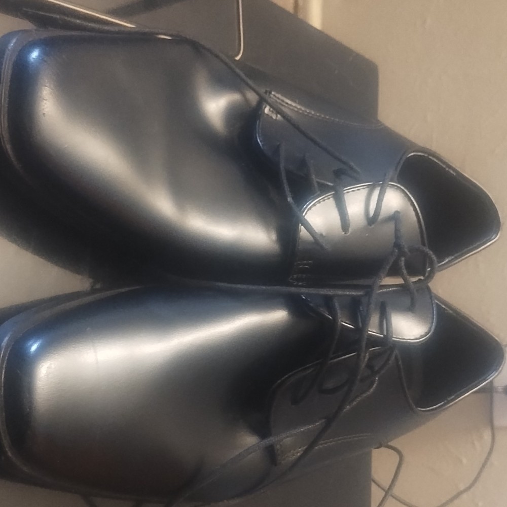 Robert Wayne Men's Black Leather Oxford Lace-Up Dress Shoes Square Toe