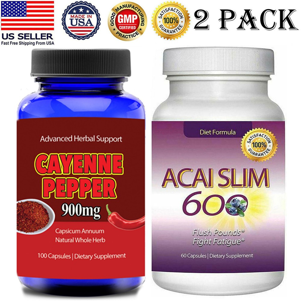 Cayenne Pepper Weight Loss Capsules Acai Berry Slim Fat Burn Dietary Supplements-image