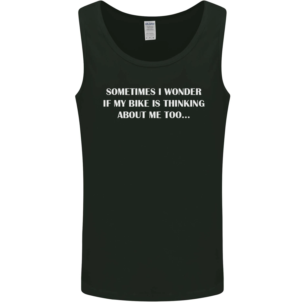 Bike Thinks of Me Cycling Biker Motorbike Mens Vest Tank Top