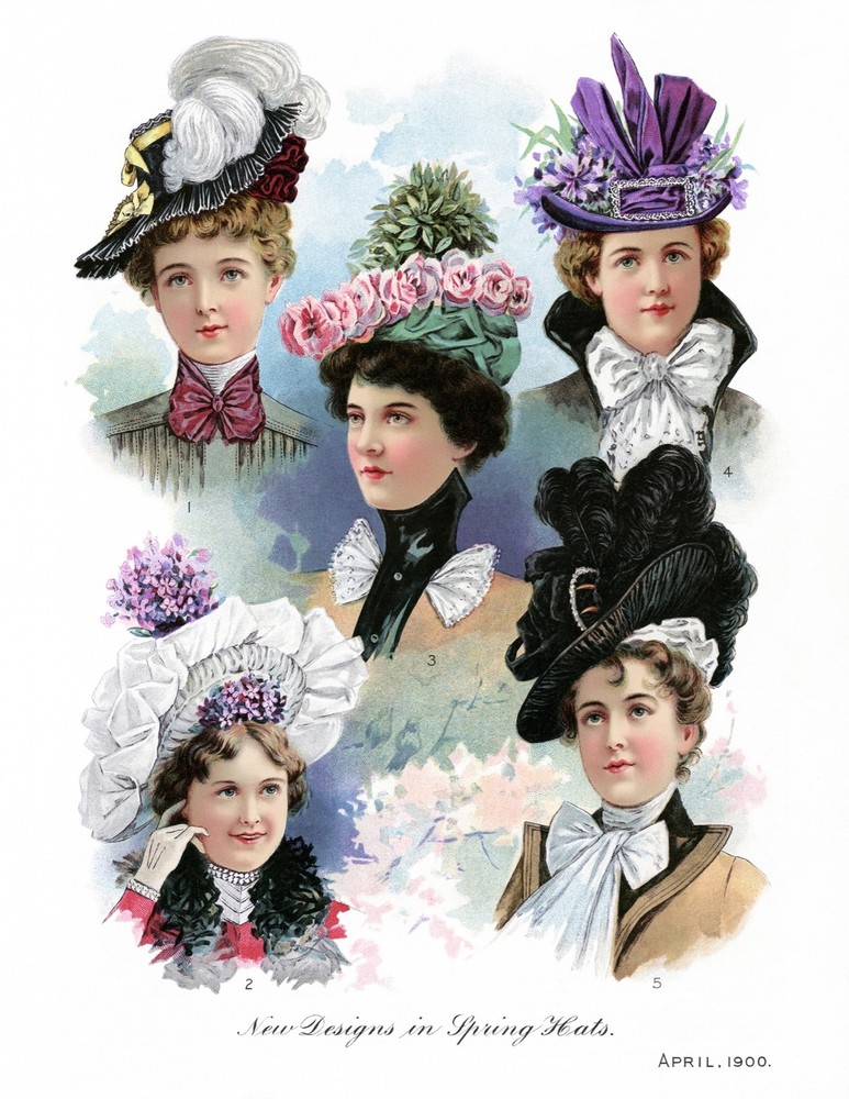3333.Victorian Lovely hats Fashion dresses POSTER.Navy.Red Room Home art decor