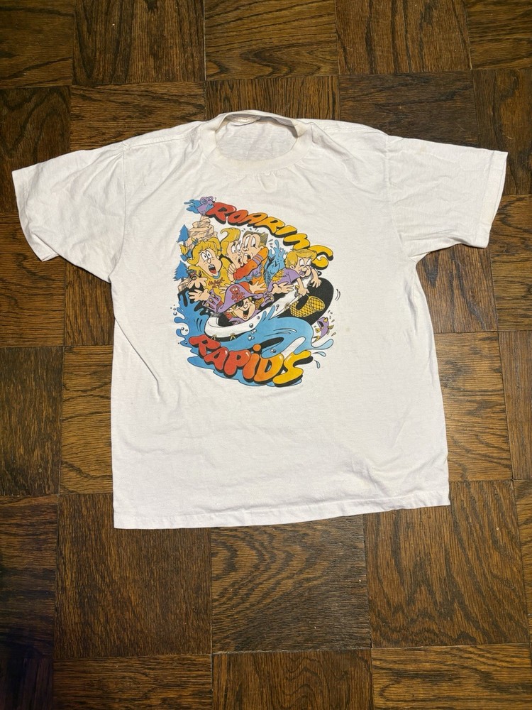 Vintage 80s Six Flags Roaring Rapids Magic Mountain T-Shirt Size M Single Stitch