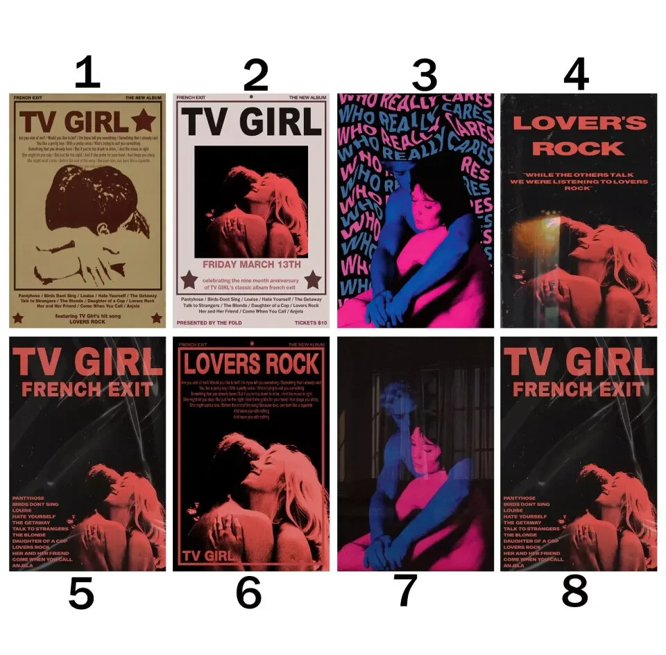 Custom TV Girl French Exit Album Poster with Lovers Rock Vintage Design - Unframed