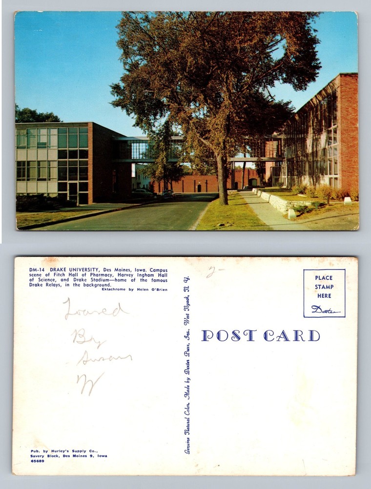 Des Moines, IA-Iowa, Drake University Campus Bridge Scene Vintage Postcard