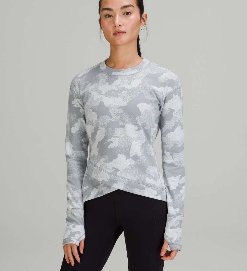 Lululemon Close to Crossing Long Sleeve Shirt *Rulu Grey & White Size 4