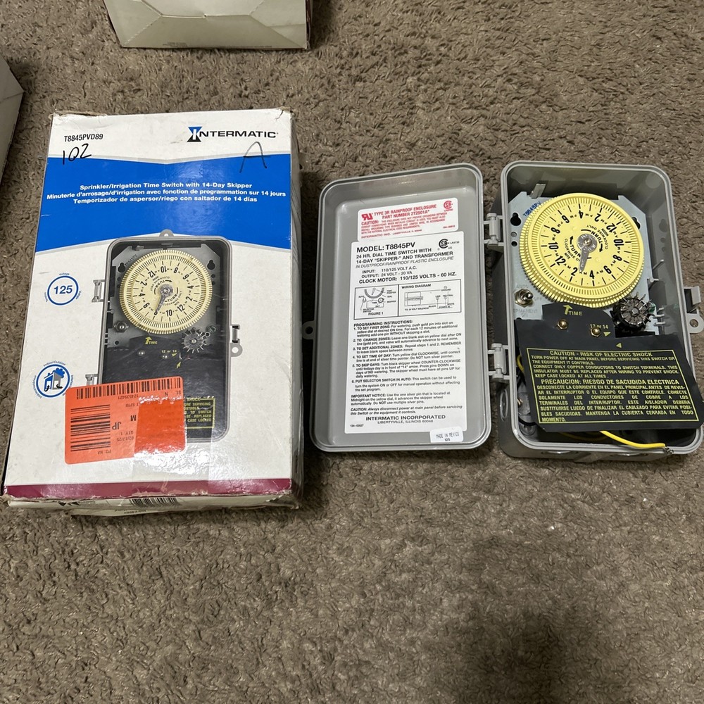 Intermatic T8800 24V Sprinkler Timer 125V Input Irrigation Control ASIS