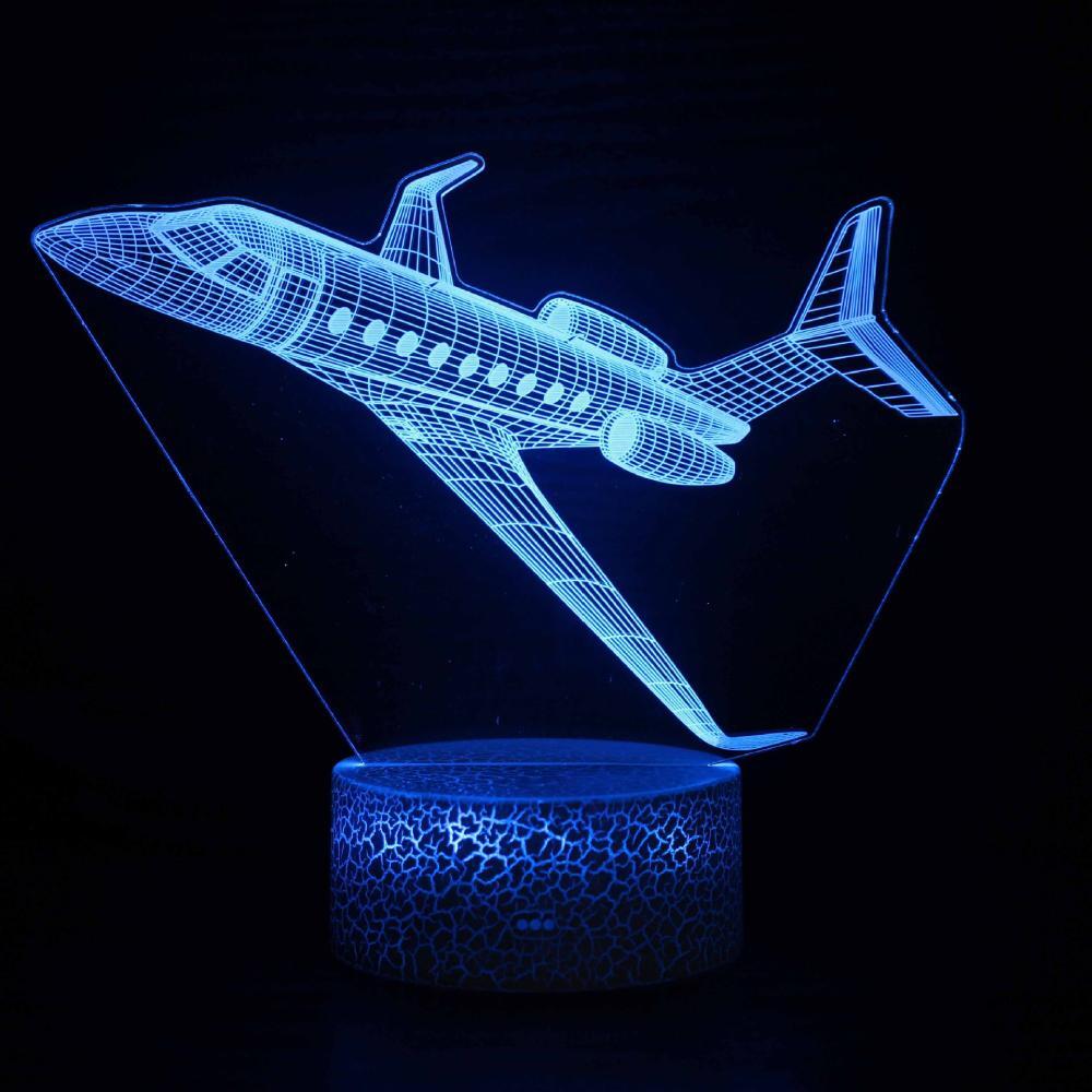 3D Airplane LED Touch Table Lamp USB Multicolor Modern Novelty