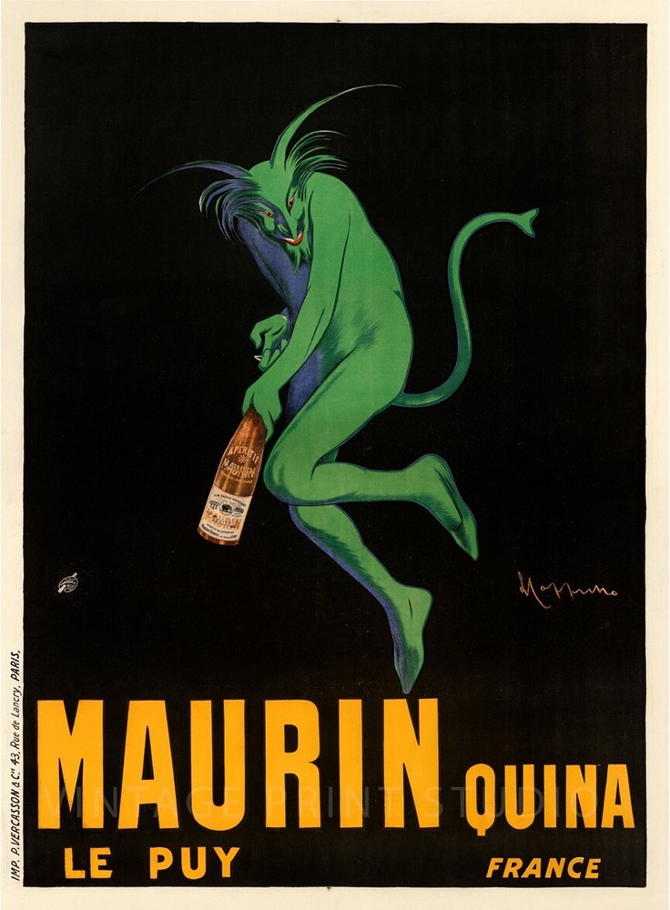 Maurin Quina 1906 Cappiello Vintage Absinthe Advertising Canvas Print 12x16-image