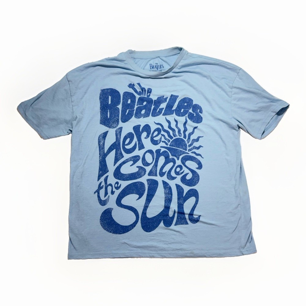 The Beatles Here Comes The Sun Graphic T-Shirt Light Blue Music Tee Mens Womens