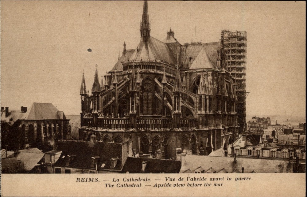 Reims Cathedral Reims France view vintage postcard k218