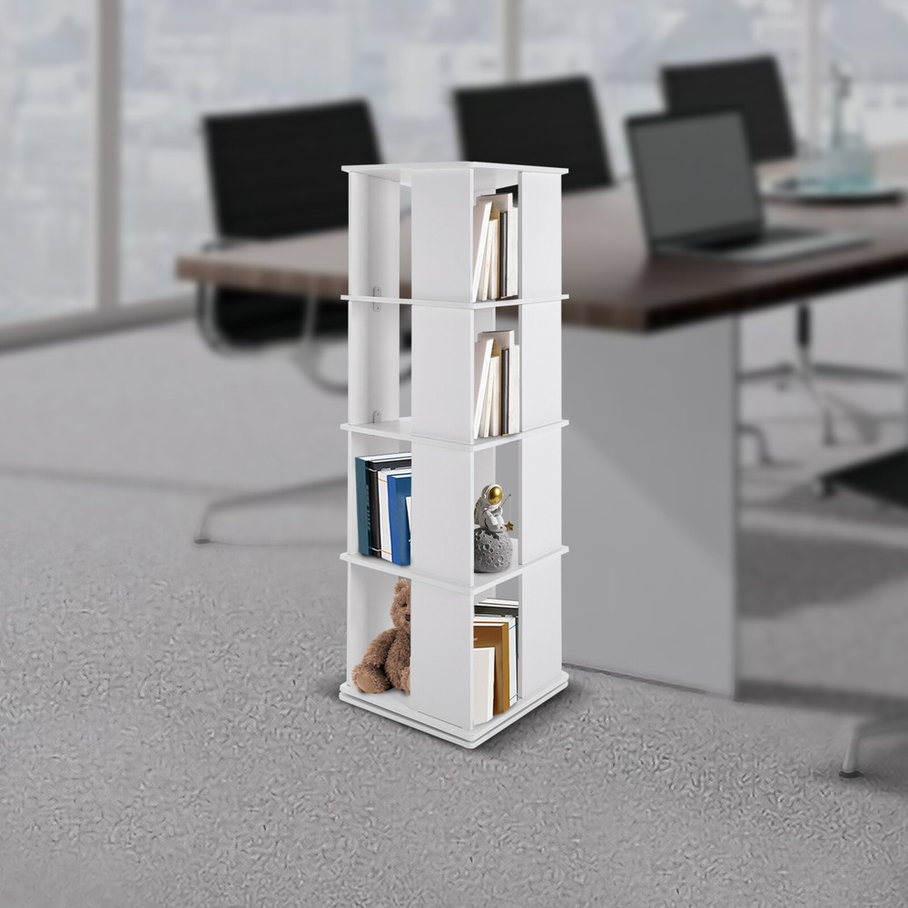 4 Tier 360° Rotating Bookcase Freestanding Display Shelf Storage Rack