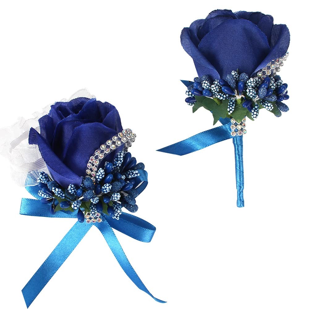 WANLIAN Rose Wrist Corsage Bridesmaid Corsage and Boutonniere Set for Wedding...