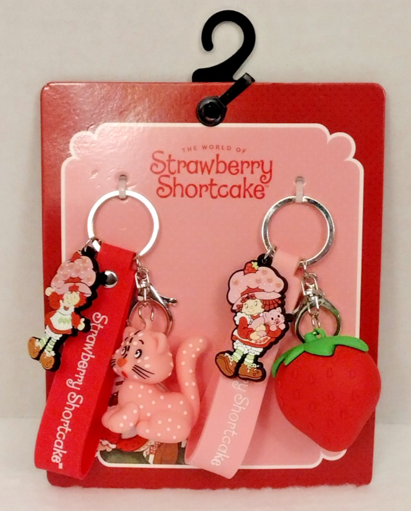 Strawberry Shortcake Keychain Berry and Custard Cat with Lanyard and Clip NEW