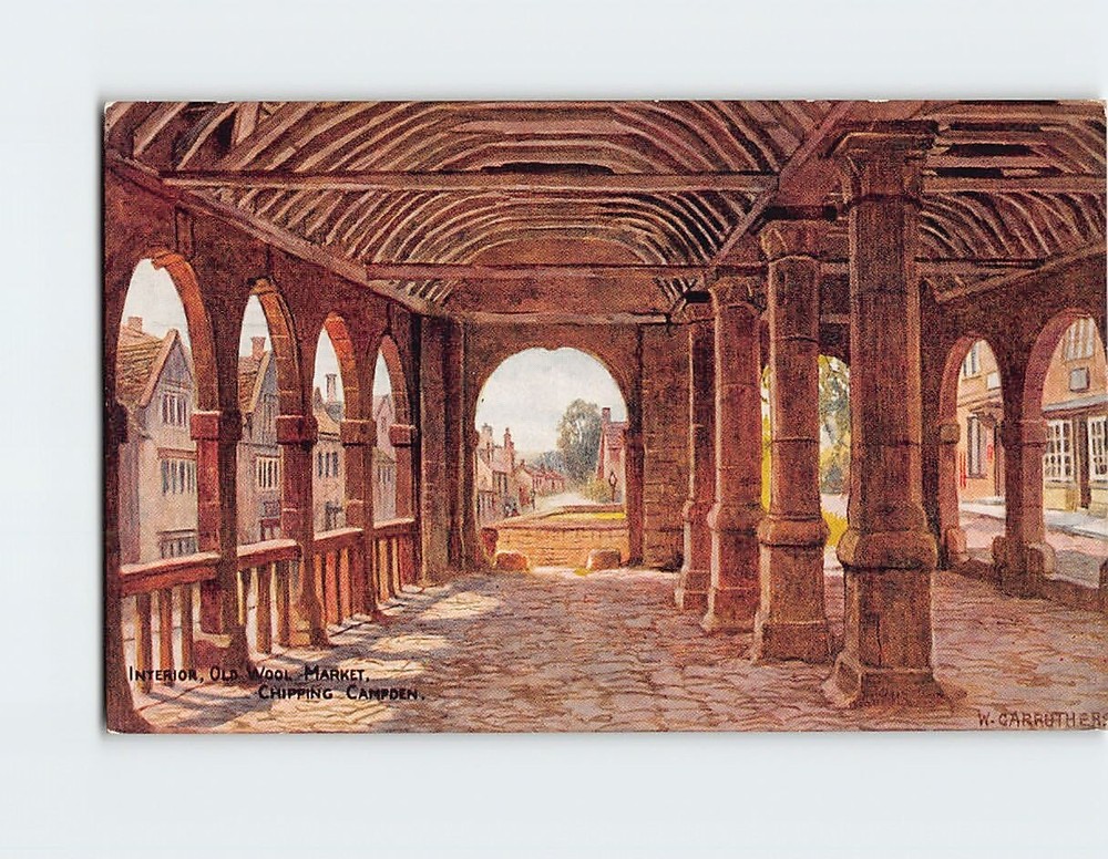 Postcard Interior Old Wool Market Chipping Campden England