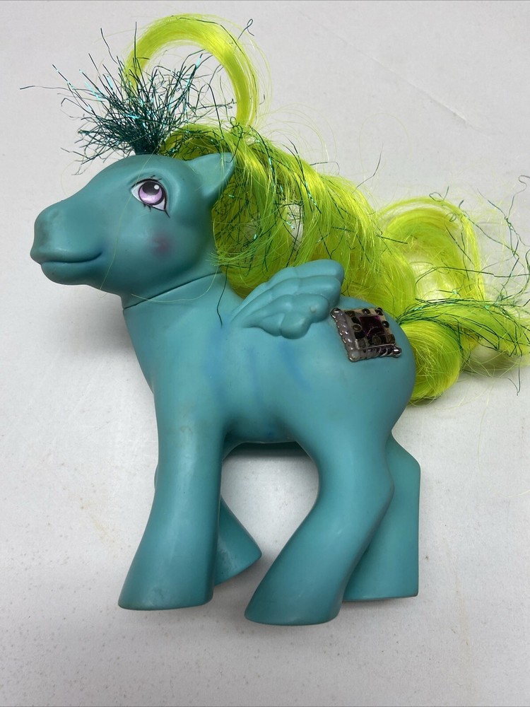 Vintage 1987 My Little Pony G1 Princess Pristina Aqua Tinsel Pegasus HTF Green