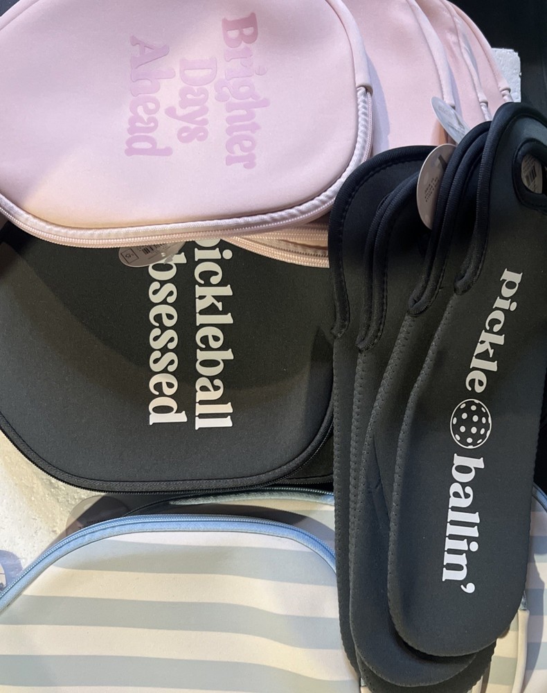 Premium Pickleball Set with 14 Paddle Covers and 4 Ball Bottle Holders in Black Pink Blue