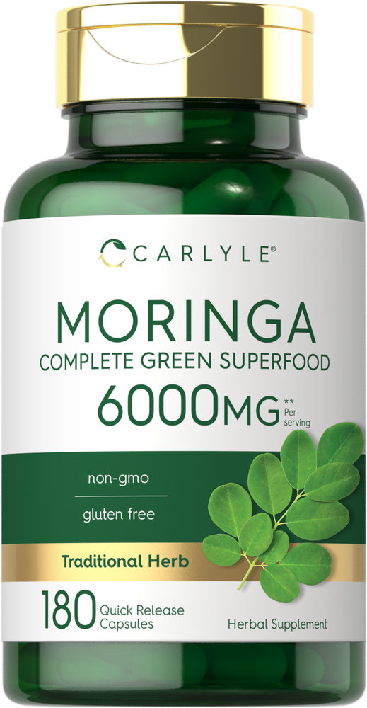 Moringa Oleifera Capsules 6000 mg | 180 Count | Green Superfood | by Carlyle