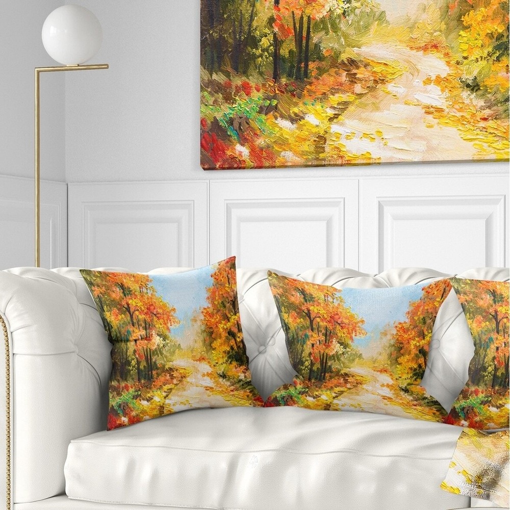 Designart 'Path in Autumn Forest' Landscape Printed Throw