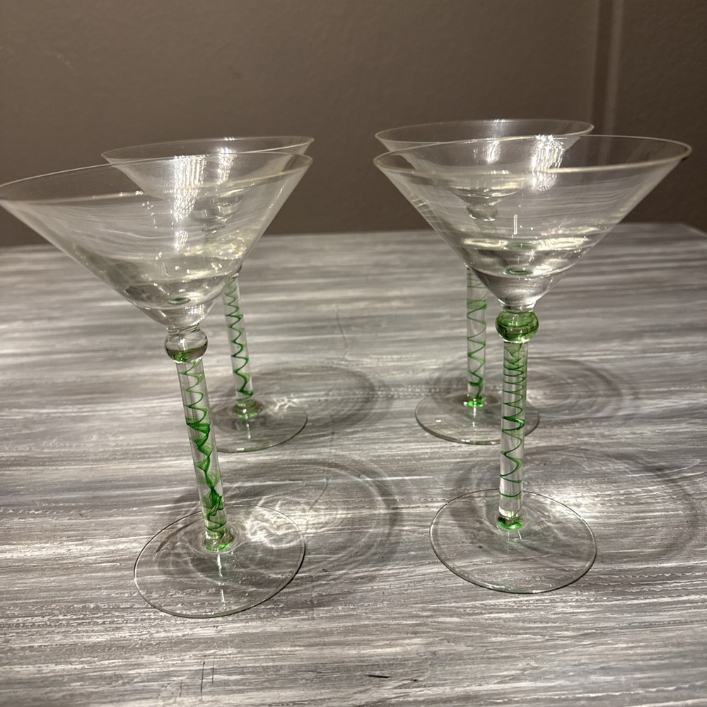 Hand-blown green martini glass set of 4 by Pier 1 Imports