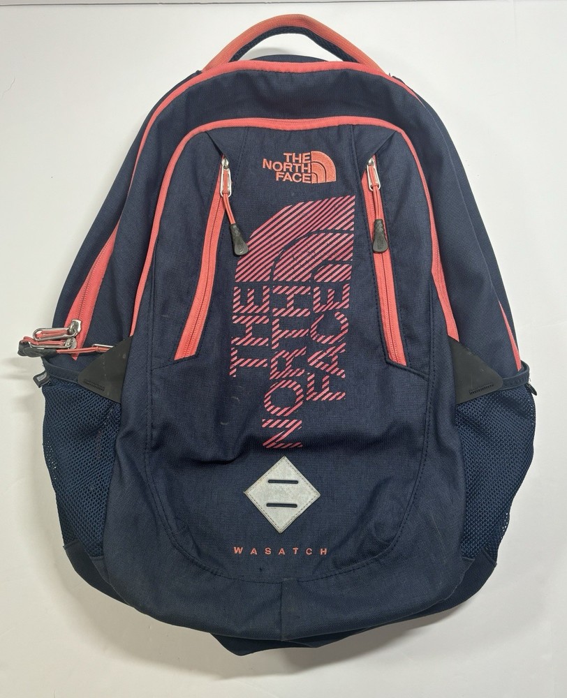 The North Face Wasatch Adjustable Hiking Backpack in Blue Pink for School & Outdoor