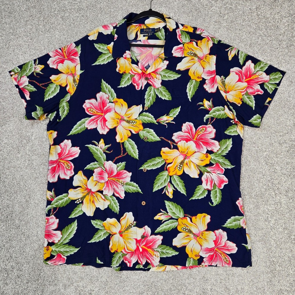 Polo Ralph Lauren Men's 2XL Classic Fit Hawaiian Rayon Camp Shirt Floral Flower