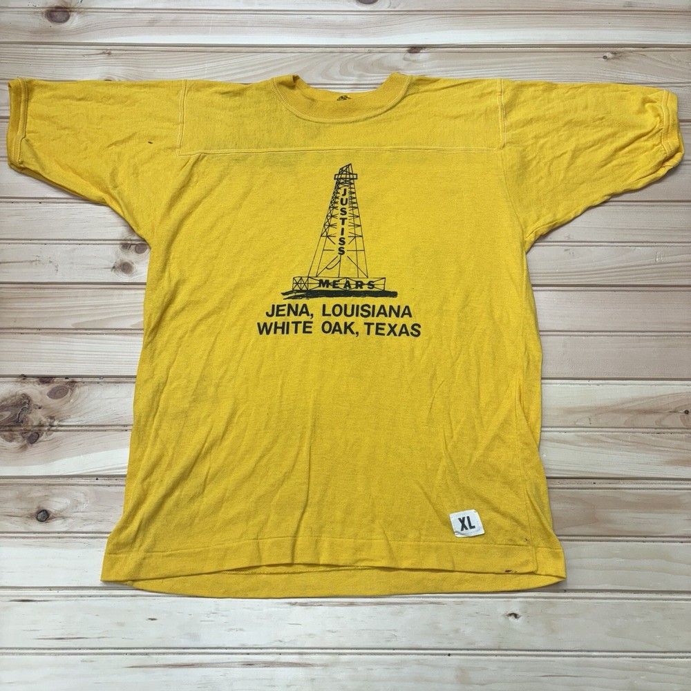True Vintage 60s 70s Justiss Mears Power Line Metal Tower Shirt Size XL
