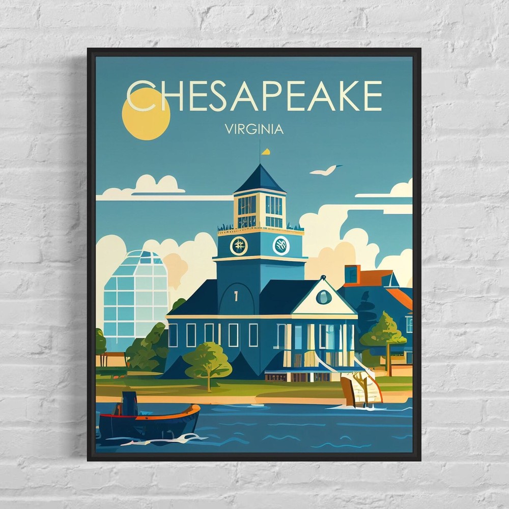 Chesapeake Virginia Retro Art Print Chesapeake Wall Art Illustration Chesapeake