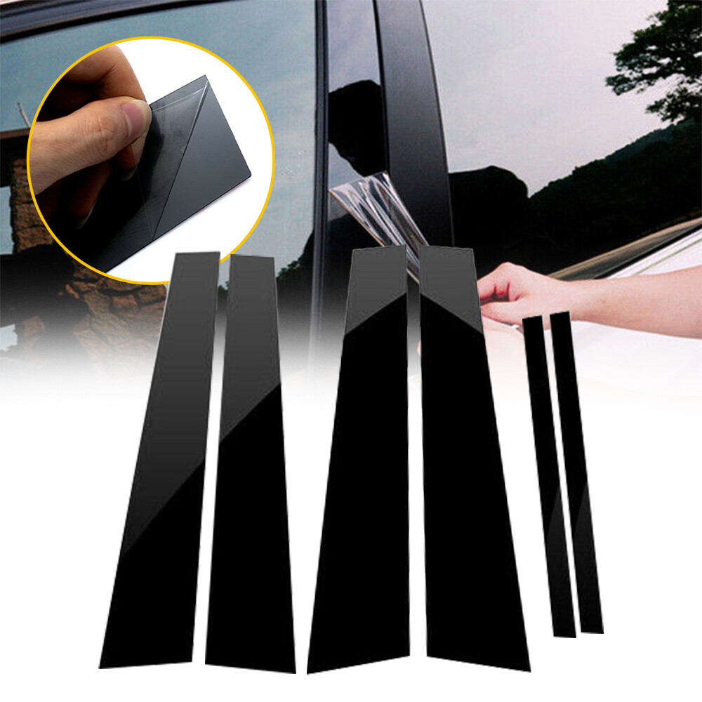Black Pillar Cover 6pcs Posts Door Trim Decal Window For Honda Accord 08-12 US