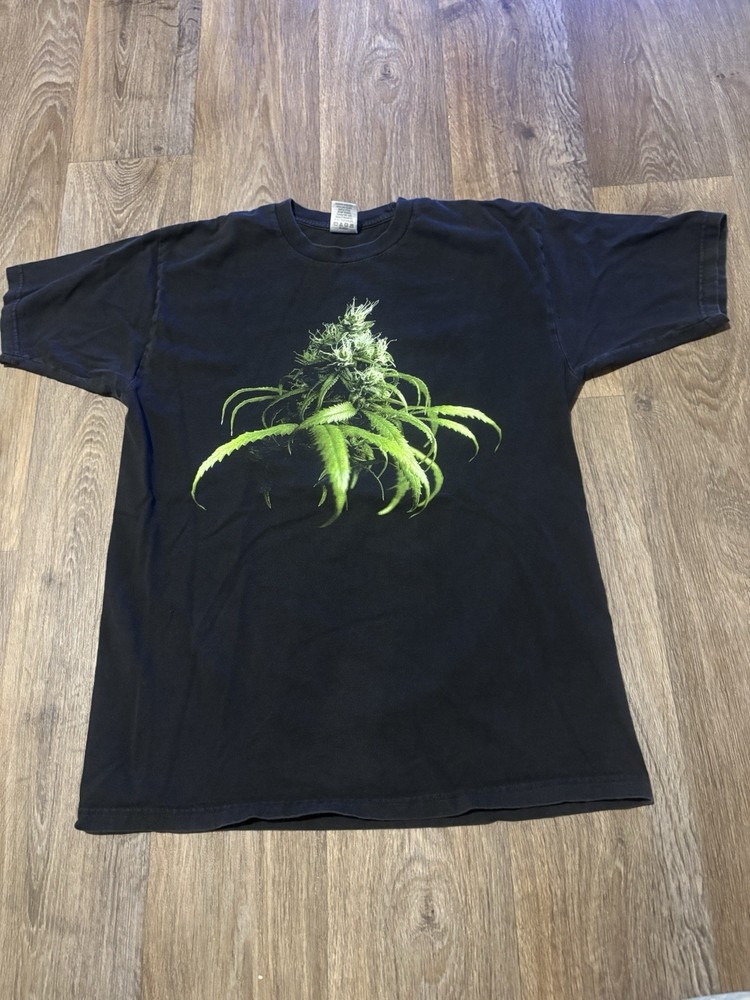 Vintage 90s Weed Marijuana Buds Plant Art T Shirt Size Large