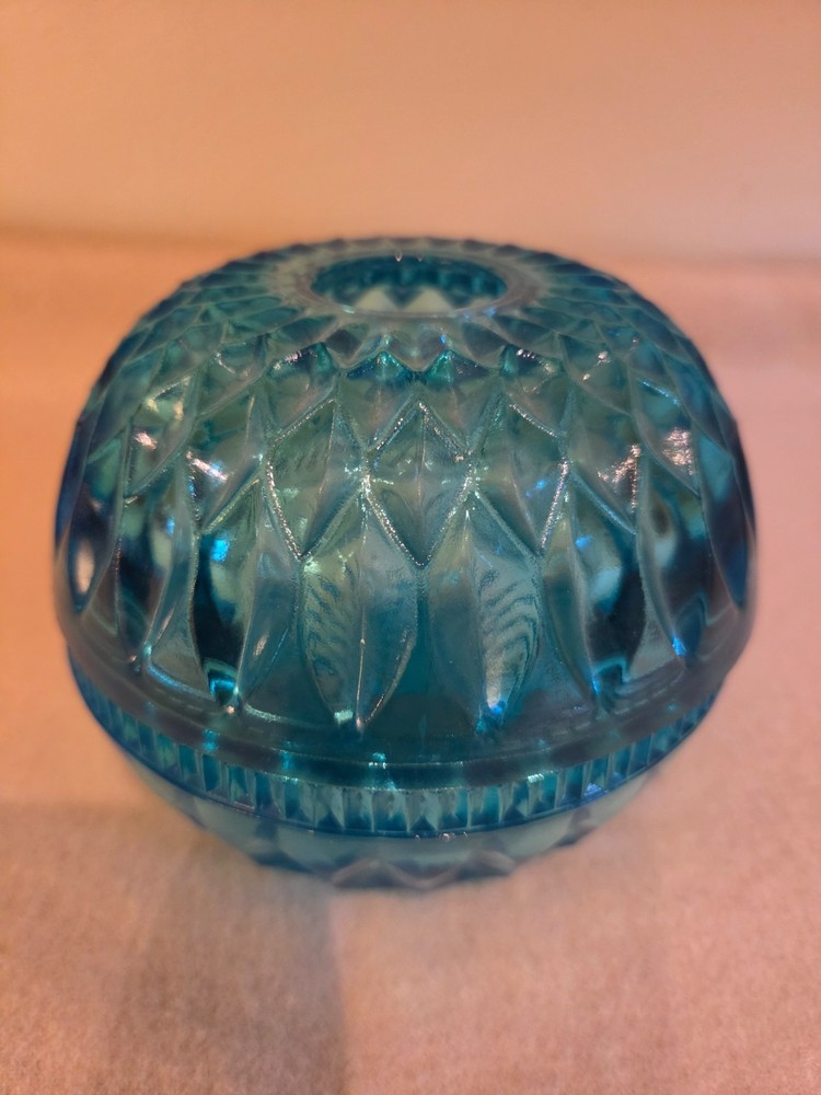 Vintage Indiana Glass Blue Mt Vernon Fairy Lamp