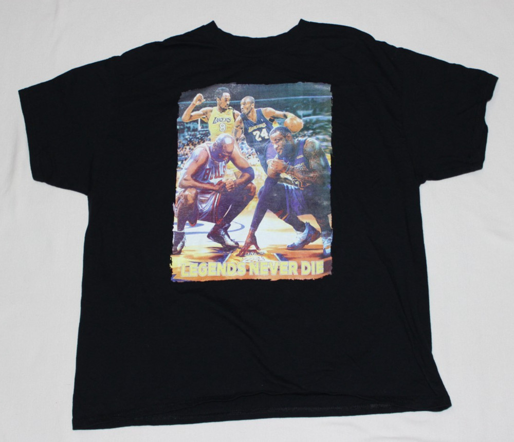Kobe Bryant Tribute Legends Never Die T-Shirt Men's Size XL Black Short Sleeve