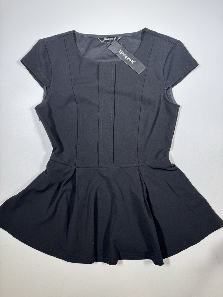 Allegra K Women's Stylish Round Neck Peplum Blouse for Workwear