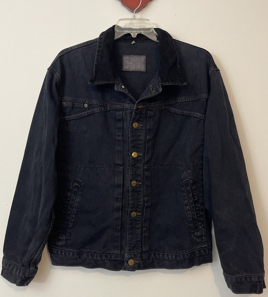Marithe Francois Girbaud Mens Large Black -Corduroy Collar- Denim Jacket! M737